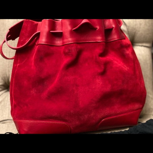 Burberry Red Suede Bucket Bag - Picture 5 of 6